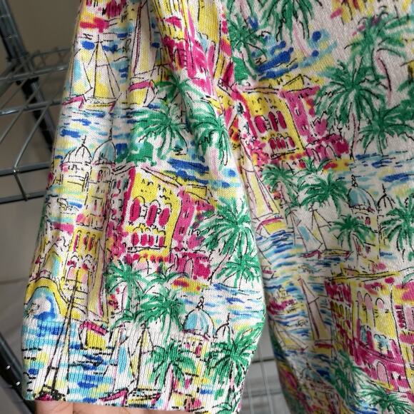 Talbots Santorini Greece V Neck Casual Top Size M Petite Euro Summer Art To Wear - Picture 4 of 10